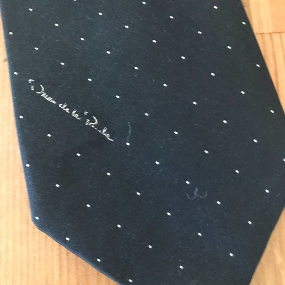 Oscar de la Renta Classic Royal Blue/White Large Polka Dot Tie - Picture 1 of 4